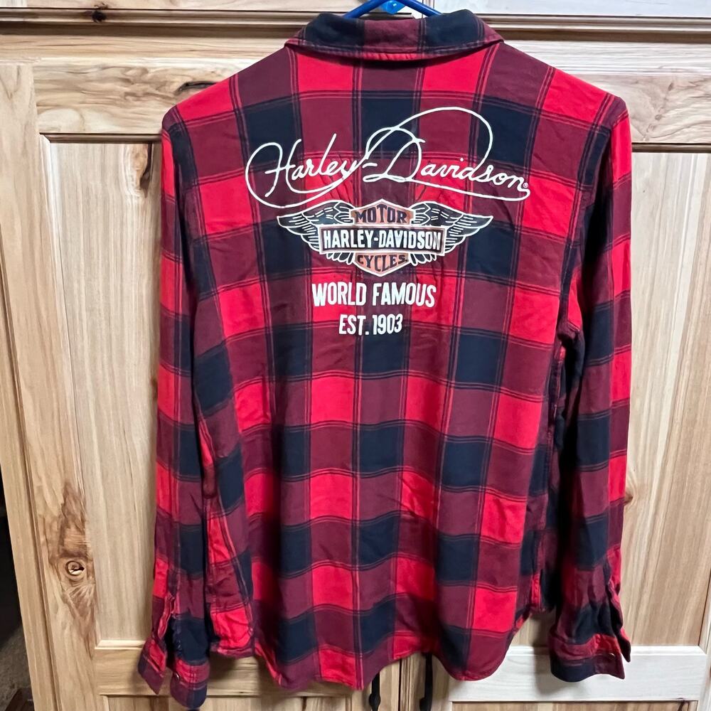 Harley Davidson Women’s World Famous Plaid Long Sleeve Large 96168-20VW